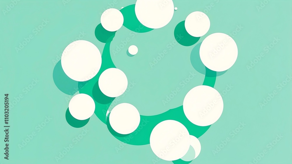 Abstract shade of white circles on pastel green background Abstract shade of white circles on pastel green background