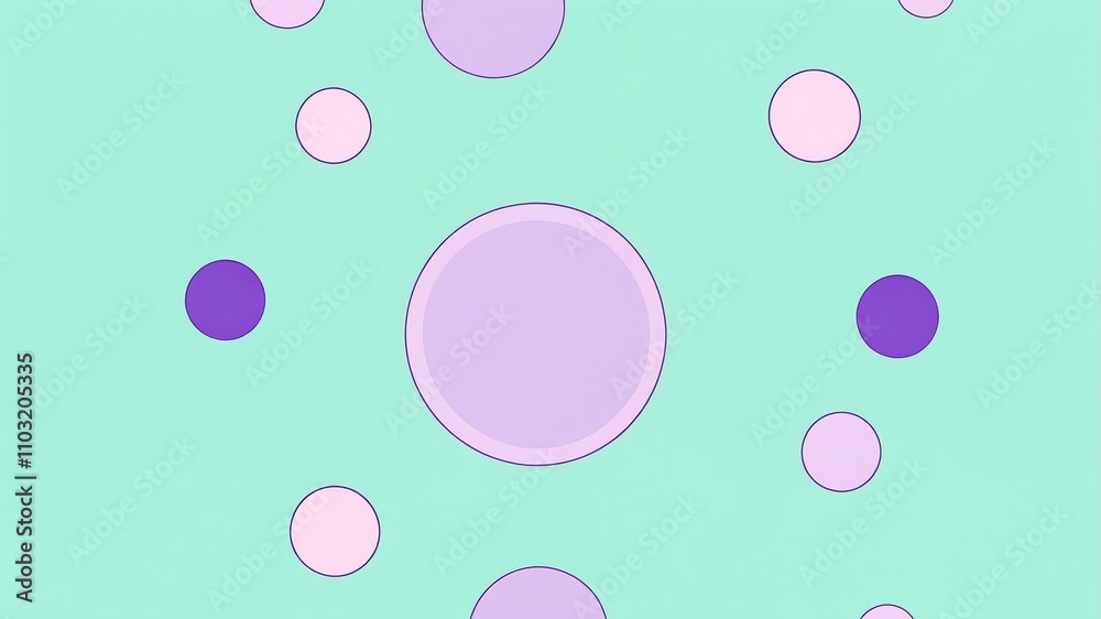Abstract shade of purple circles on pastel green background Abstract shade of purple circles on pastel green background