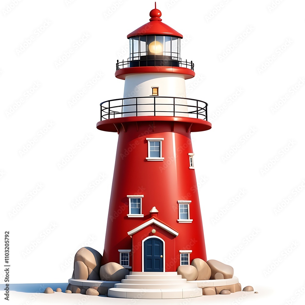 A cartoon light house representing guidance or safety on a white background.
A cartoon light house representing guidance or safety on a white background.