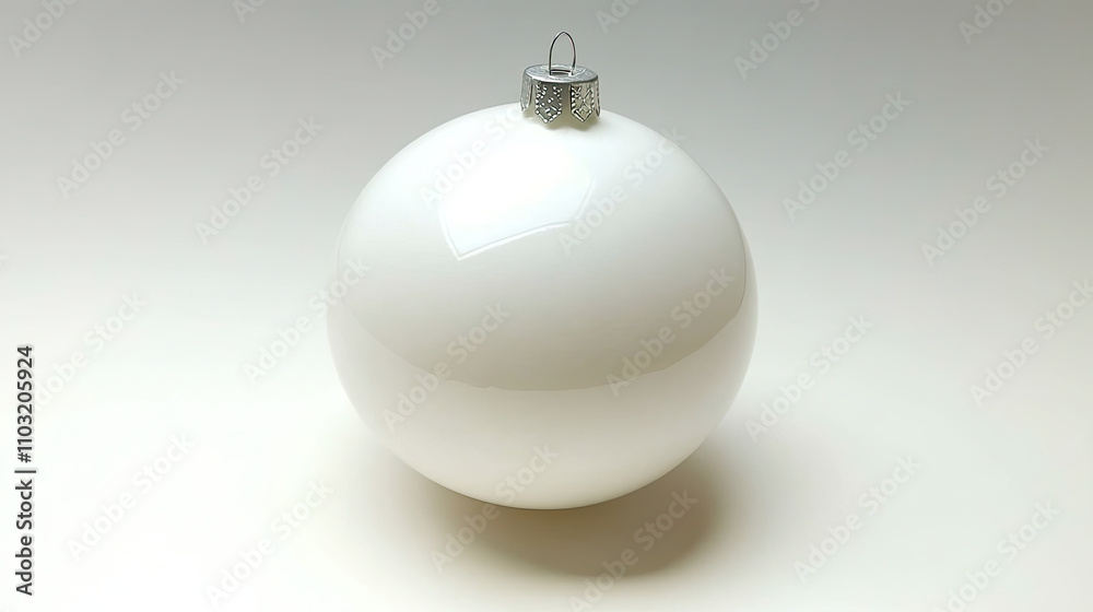 Close up photo of a white christmas ball with snow isolated mockup Close up photo of a white christmas ball with snow isolated mockup