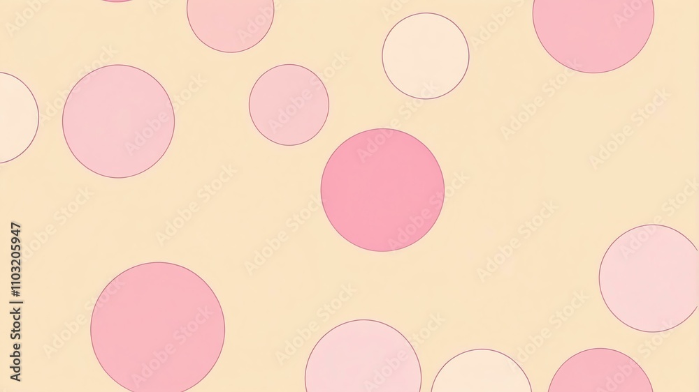 Abstract shade of pink circles on pastel yellow background Abstract shade of pink circles on pastel yellow background