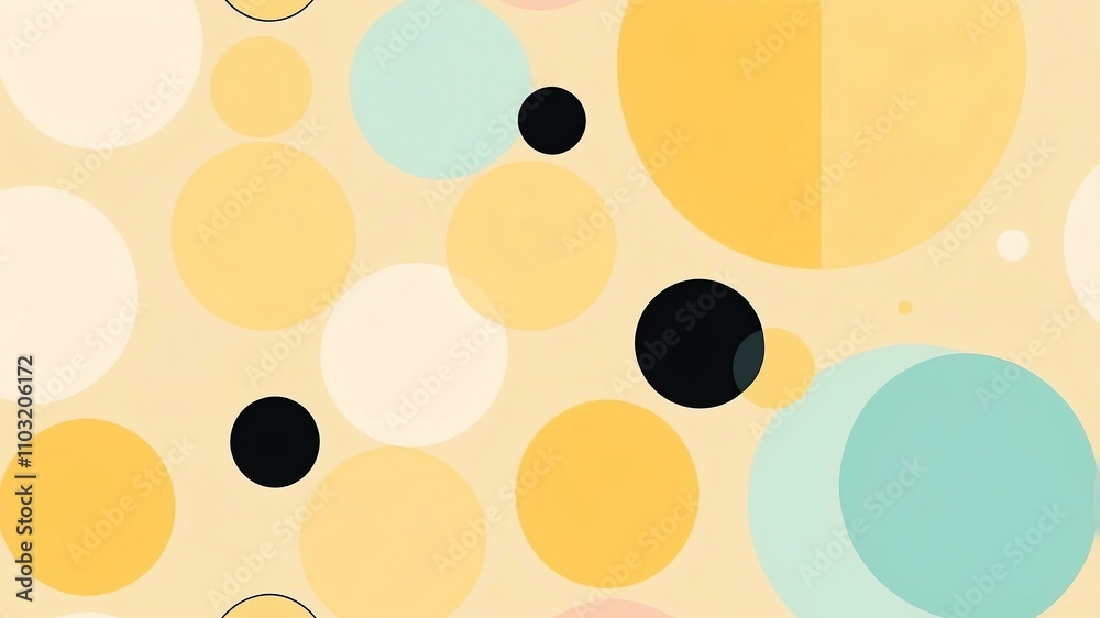 Abstract shade of black circles on pastel yellow background Abstract shade of black circles on pastel yellow background