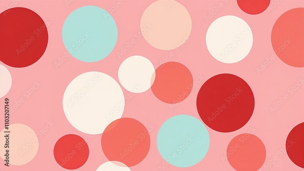 Abstract shade of multicolor circles on pastel red background Abstract shade of multicolor circles on pastel red background