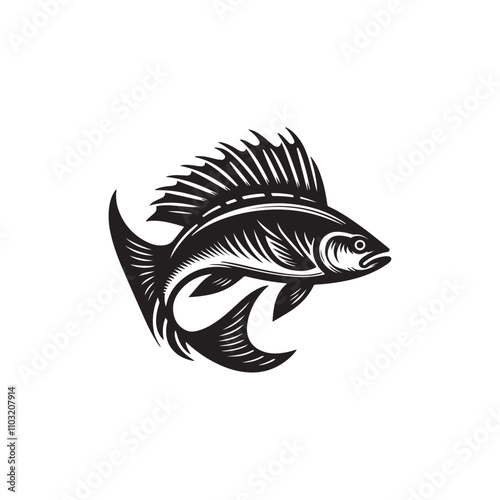 Tuna Fish silhouette vector Style with white background