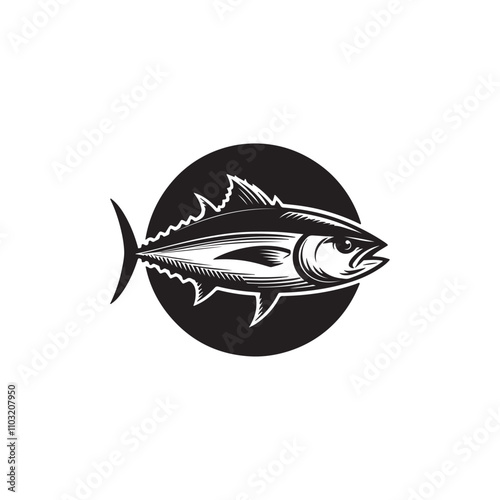 Tuna Fish silhouette vector Style with white background