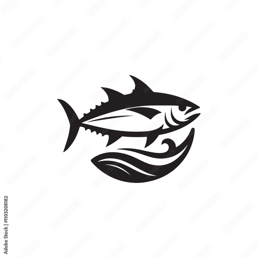 Tuna Fish silhouette vector Style with white background Tuna Fish silhouette vector Style with white background