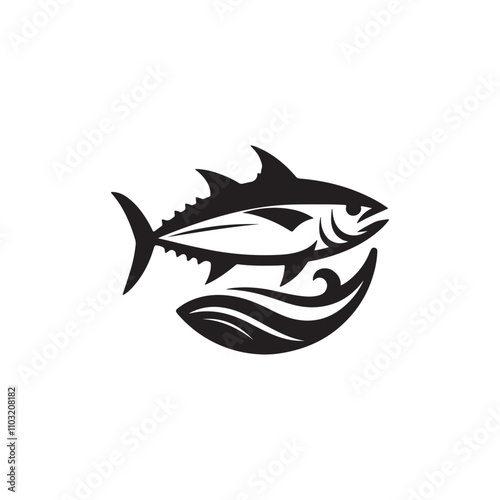 Tuna Fish silhouette vector Style with white background