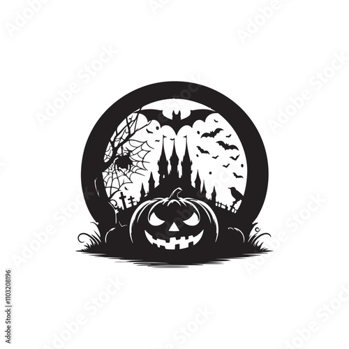Halloween Pumpkin silhouette vector Style with white background AI Generated 
