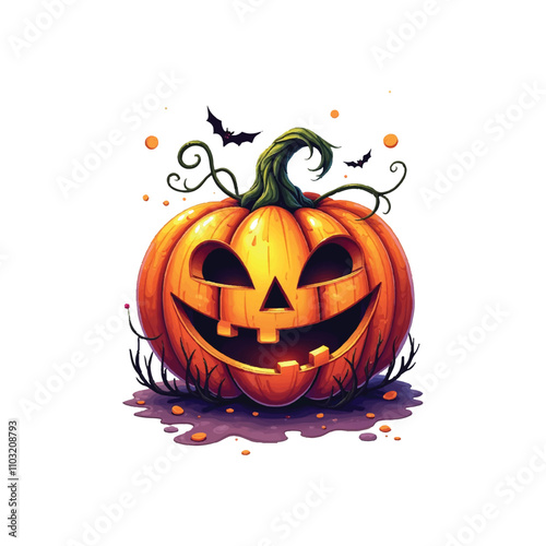 Halloween Pumpkin silhouette vector Style with white background AI Generated 