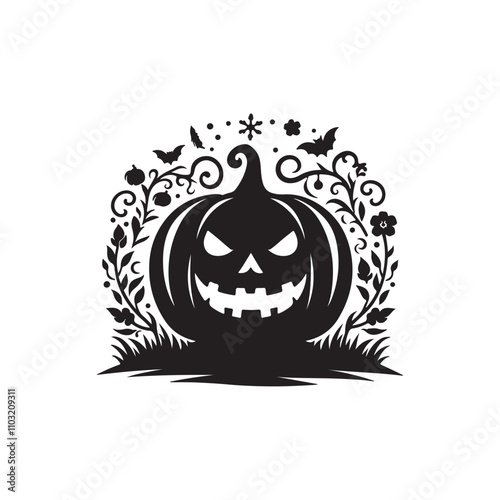 Halloween Pumpkin silhouette vector Style with white background AI Generated 