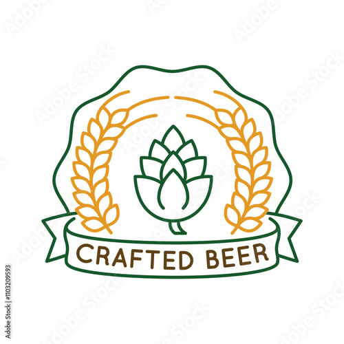 Simple Logo with Crafted Beer icon. Simple badge with crafted Beer icon for social media, app, and web design. Vector illustration