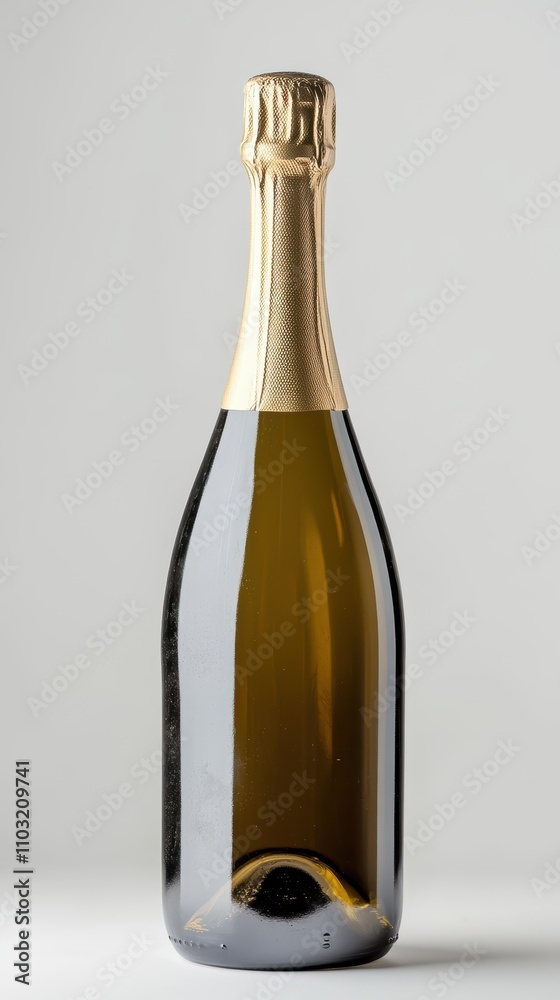Elegant bottle of sparkling wine with gold foil, ideal for celebrations. Elegant bottle of sparkling wine with gold foil, ideal for celebrations.