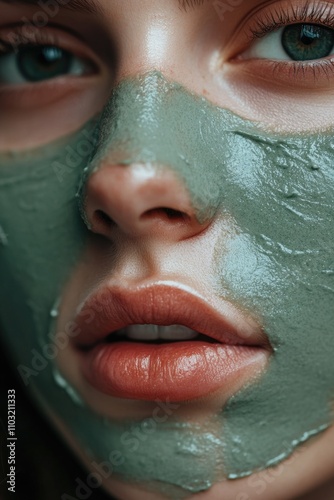 Person in green mask photo