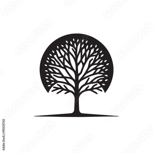 Tree silhouette vector Style with white background AI Generated 