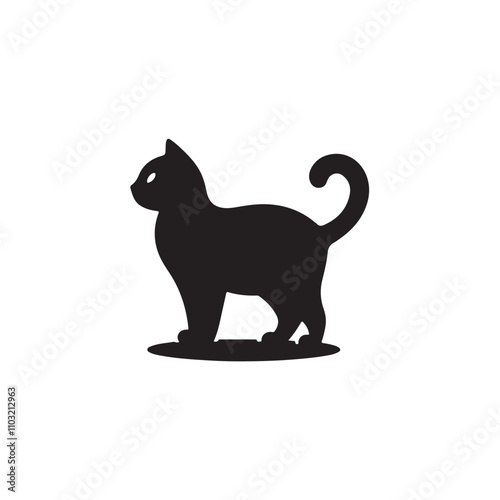 Cat silhouette vector Style with white background AI Generated 