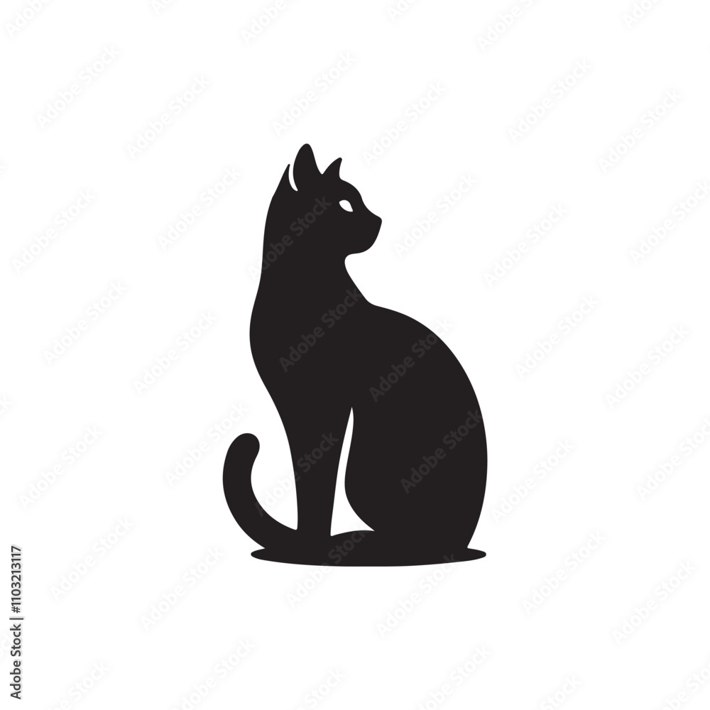 Cat silhouette vector Style with white background AI Generated Cat silhouette vector Style with white background AI Generated