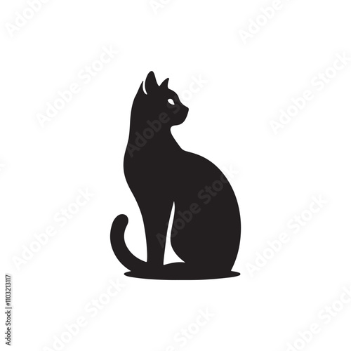 Cat silhouette vector Style with white background AI Generated 