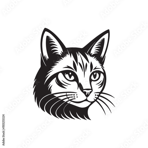 Cat silhouette vector Style with white background AI Generated 