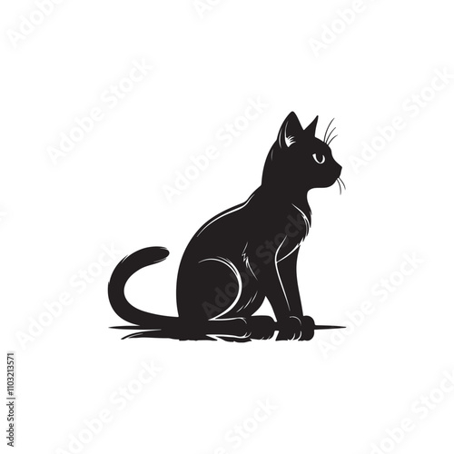 Cat silhouette vector Style with white background AI Generated 