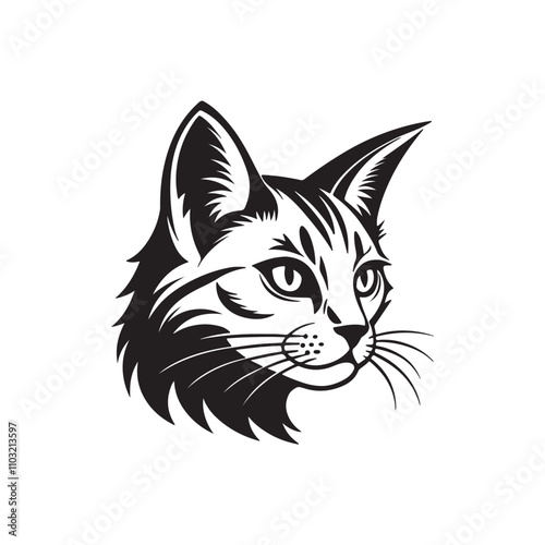 Cat silhouette vector Style with white background AI Generated 