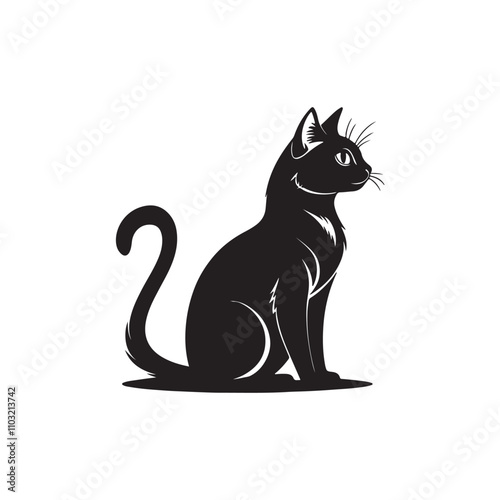 Cat silhouette vector Style with white background AI Generated 