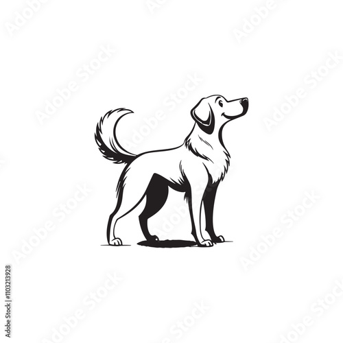 Dog silhouette vector Style with white background AI Generated 