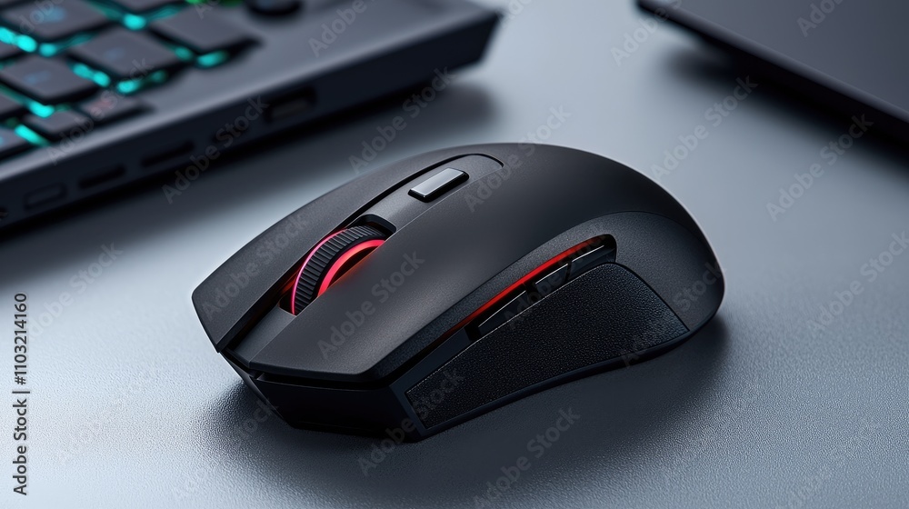 Gaming mouse features high precision home office setup tech gear modern environment close-up view ergonomic design for comfort Gaming mouse features high precision home office setup tech gear modern environment close-up view ergonomic design for comfort