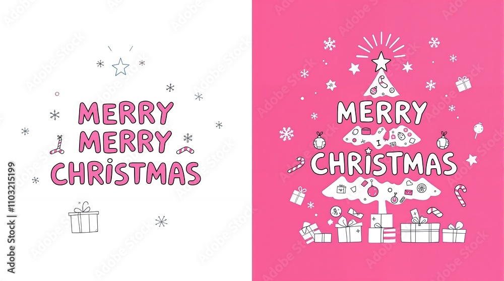 Fototapeta premium Various Christmas, New Year card and banner collection: Santa Claus, Christmas tree, snowman, reindeer, ornament, snowflake, snow covered village, xmas elements and decorations and many more.