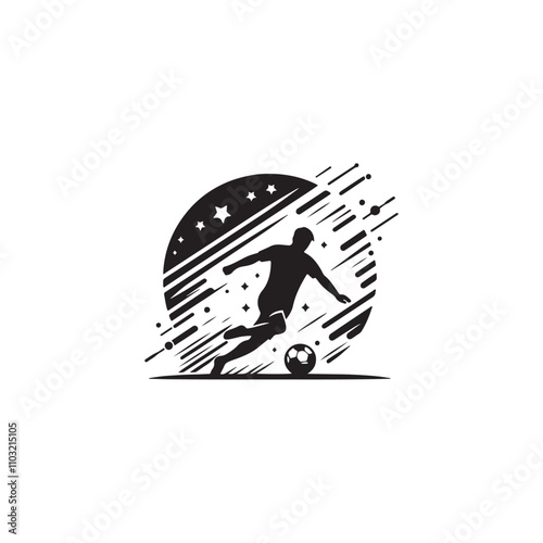 Man With football silhouette vector Style with white background AI Generated 
