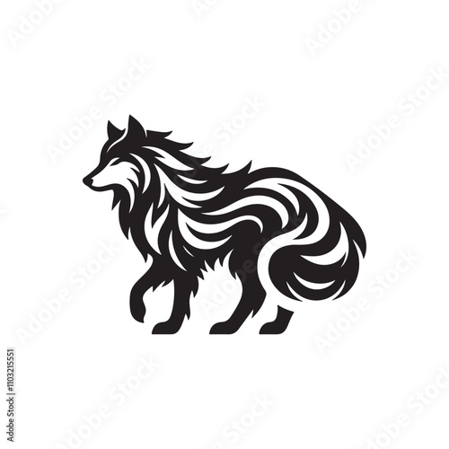 Wolf silhouette vector Style with white background