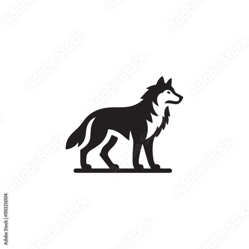 Wolf silhouette vector Style with white background