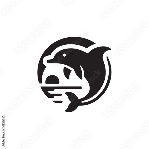 Tuna Fish silhouette vector Style with white background