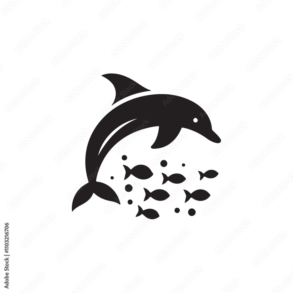 Fototapeta premium Tuna Fish silhouette vector Style with white background