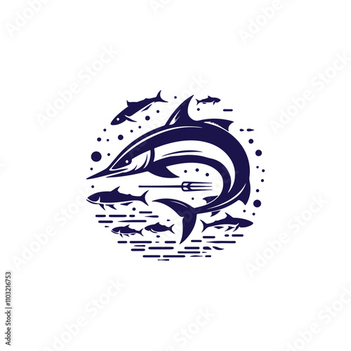 Tuna Fish silhouette vector Style with white background