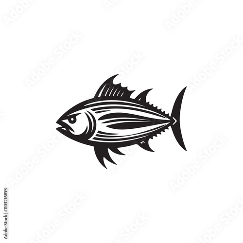 Tuna Fish silhouette vector Style with white background