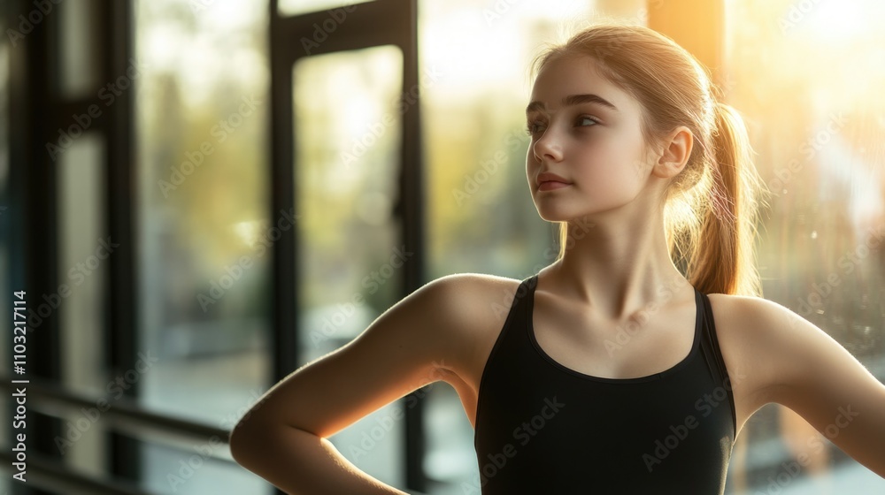 Female Athlete Posing in a Gym