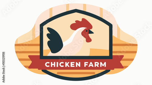 Chicken farm logo design featuring rooster illustration and rustic elements