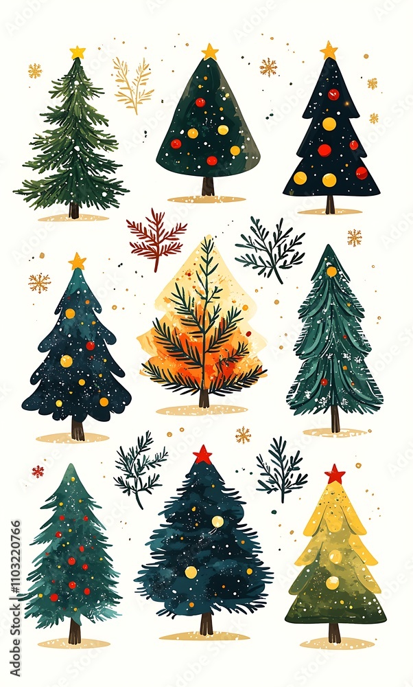 Obraz premium Christmas trees against a white background