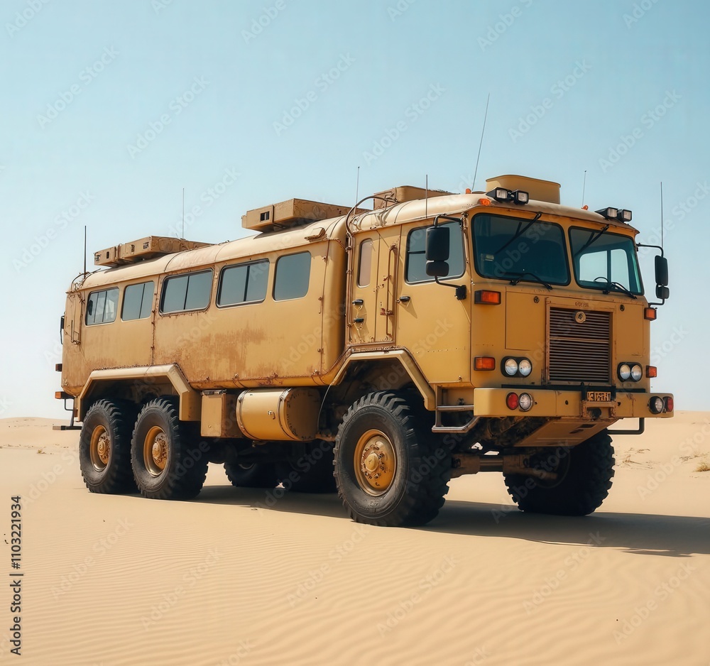Obraz premium Desert Expedition Vehicle in Sand Dunes