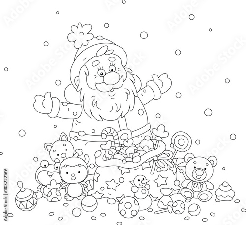 Santa Claus putting Christm...