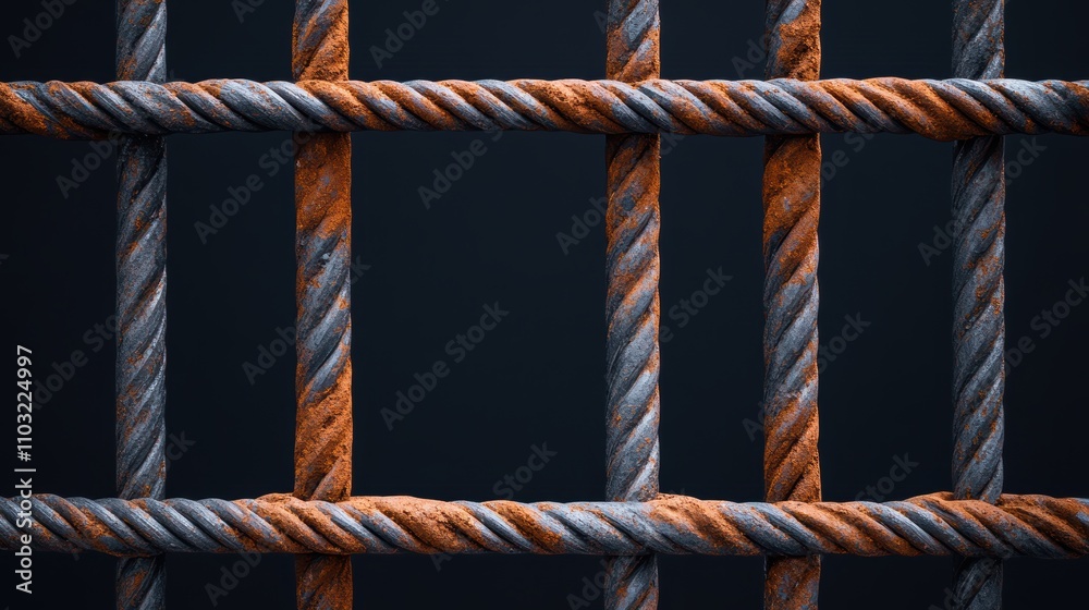 Rebar Steel Cage for metro rail piller Column in Reinforced Concrete Structure, strong look Over black Studio Background Rebar Steel Cage for metro rail piller Column in Reinforced Concrete Structure, strong look Over black Studio Background