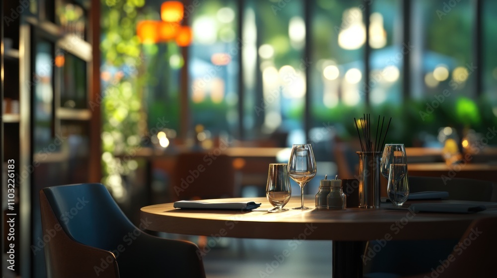 Elegant Dinner Table Setting at a Modern Restaurant