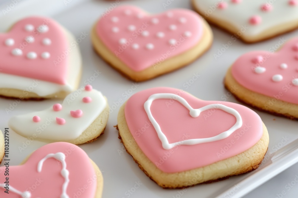 cute heart shaped cookies decorated for Valentine's Day on light background. ai generated cute heart shaped cookies decorated for Valentine's Day on light background. ai generated
