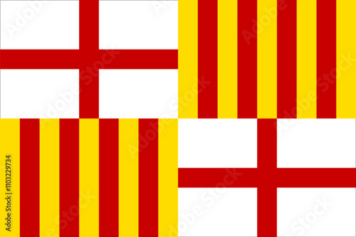 Flag of Barcelona city, Spain