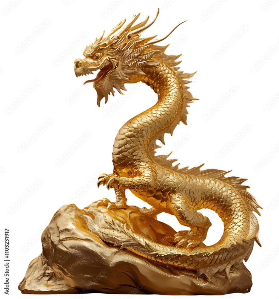 Obraz premium Gold Dragon Figurine - Luxurious Animal Sculpture for Home Decor