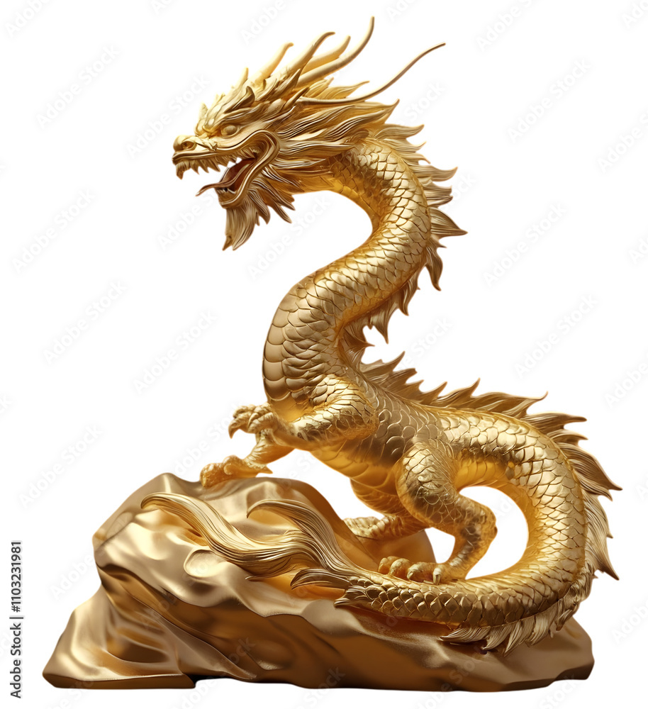 Obraz premium Gold Dragon Figurine - Luxurious Animal Sculpture for Home Decor