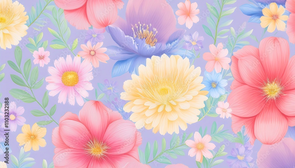 Seamless Floral Pattern with Pink Flowers - Vector Design for Wallpaper, Textile, and Decoration Seamless Floral Pattern with Pink Flowers - Vector Design for Wallpaper, Textile, and Decoration