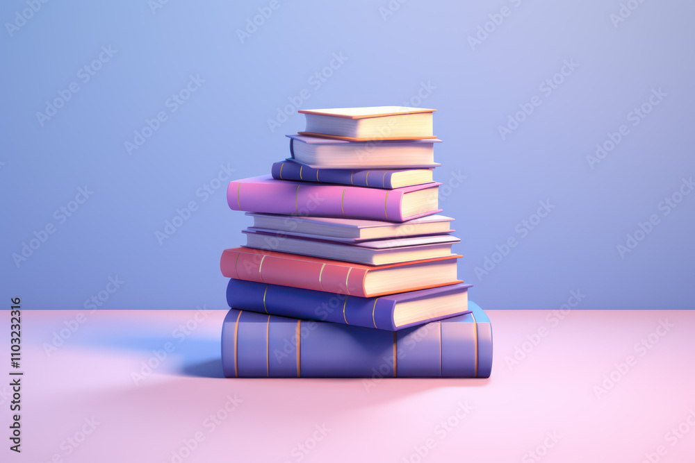 Aesthetic Stack of Colorful Books Against a Soft Purple Background, Perfect for Education, Literature, and Cozy Study Ambience in Stock Imagery Aesthetic Stack of Colorful Books Against a Soft Purple Background, Perfect for Education, Literature, and Cozy Study Ambience in Stock Imagery
