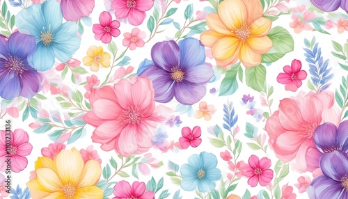 Seamless Floral Pattern with Pink Flowers - Vector Design for Wallpaper, Textile, and Decoration