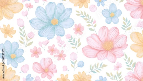 Seamless Floral Pattern with Pink Flowers - Vector Design for Wallpaper, Textile, and Decoration